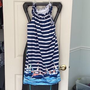 Lolly Wolly Doodle Blue and White Dress